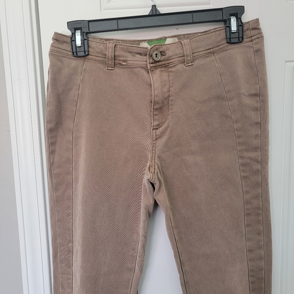 Anthropologie Ona Skinny Leg Utility Pants Cropped Button Ankle Tan Size 27 - Picture 4 of 16